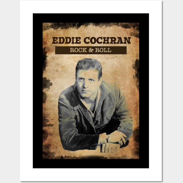 Vintage Old Paper 80s Style Eddie Cochran Wall Art by Madesu Art